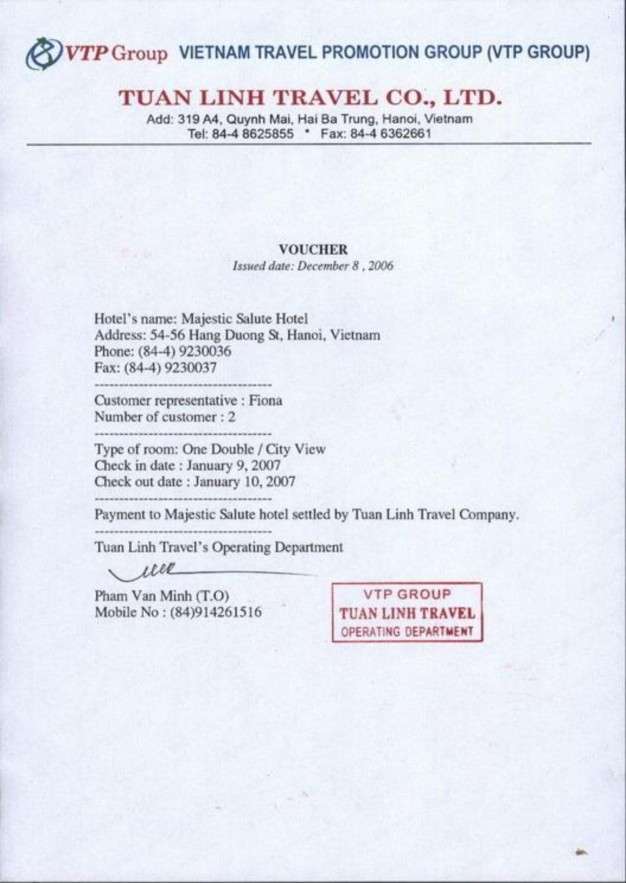 Bắt buộc khác như số tiền đã thanh toán số tài khoản của khách du lịch 3