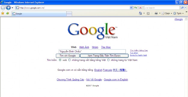Google com vn có sẵn bằng tiếng English Français 中文 繁體 Chương Trình Quảng Cáo 1