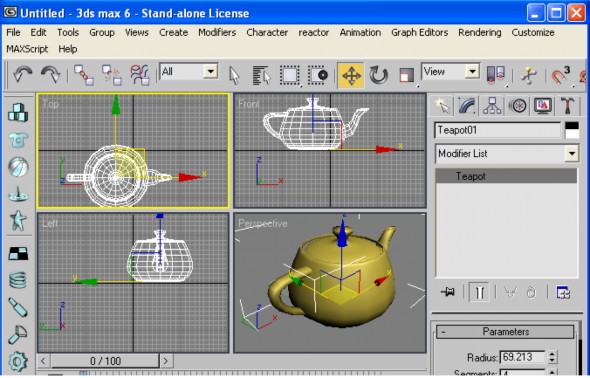 Hình 3 1 Các khung nhìn khác nhau trên 3DSMax Ta có hệ trục tọa độ 3 chiều XYZ 1