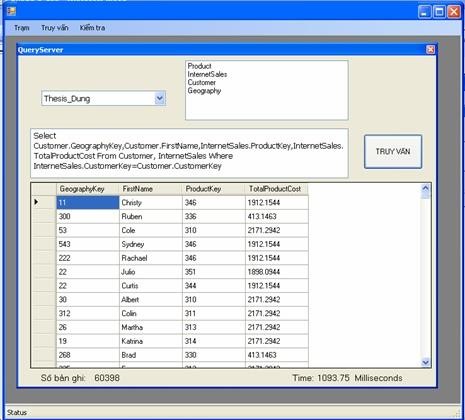 Truy vấn với cơ sở dữ liệu phân tán Thời gian để thực hiện truy vấn và 7