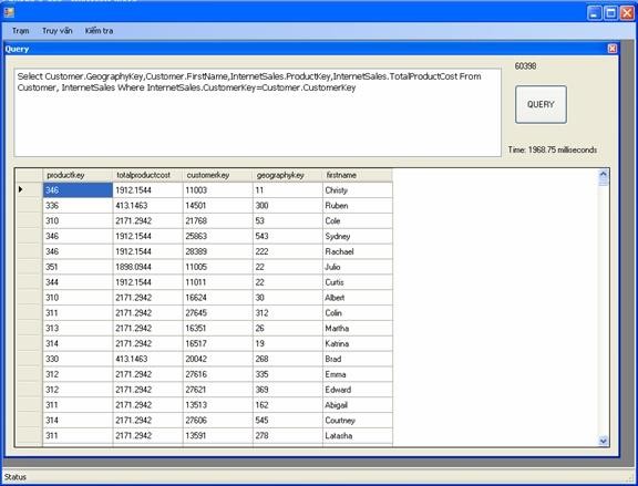 Các bước thực hiện câu truy vấn như hình bên dưới Thử nghiệm 2 Truy vấn 8