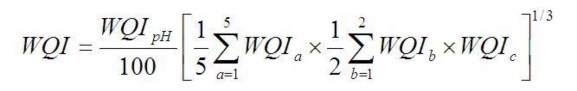 Từng thông số nêu trên việc tính toán WQI được áp dụng theo công thức sau 8