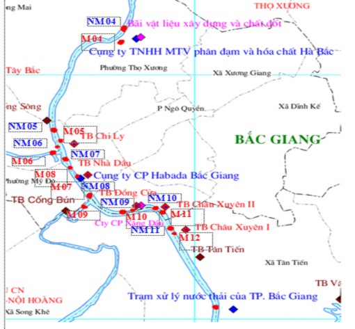 Hình 3 2 Sơ đồ đoạn Sông Thương qua Thành phố Bắc Giang Hình 3 2 Sơ đồ lấy 1