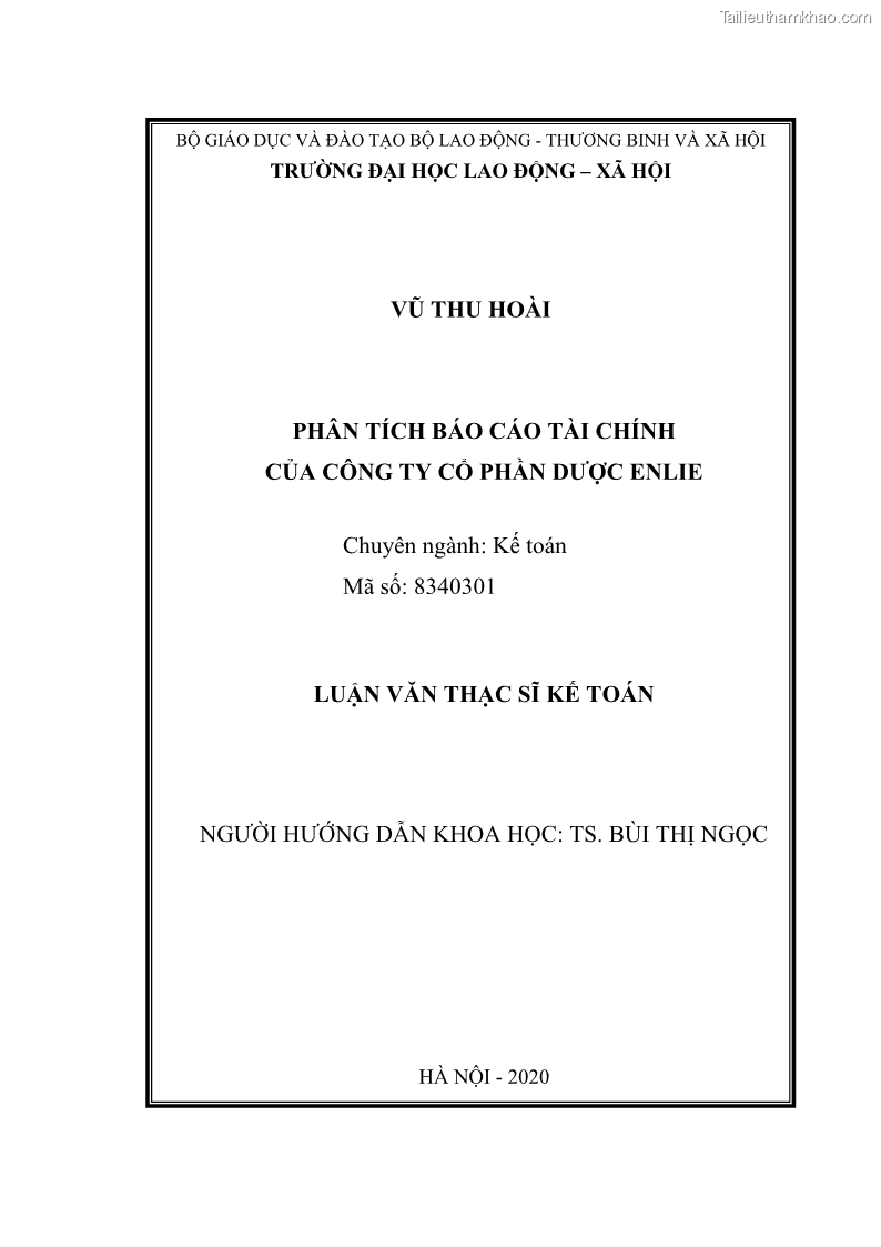 Luận văn thạc sĩ kế toán Phân tích báo cáo tài chính của Công ty Cổ phần Dược Enlie - 1 Trang 2