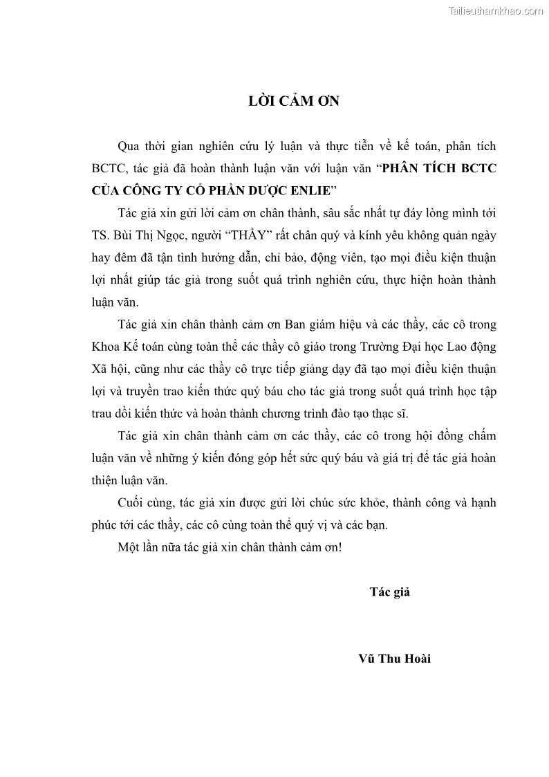 Luận văn thạc sĩ kế toán Phân tích báo cáo tài chính của Công ty Cổ phần Dược Enlie - 1 Trang 4