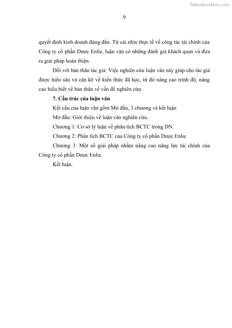Luận văn thạc sĩ kế toán Phân tích báo cáo tài chính của Công ty Cổ phần Dược Enlie - 2 Trang 20