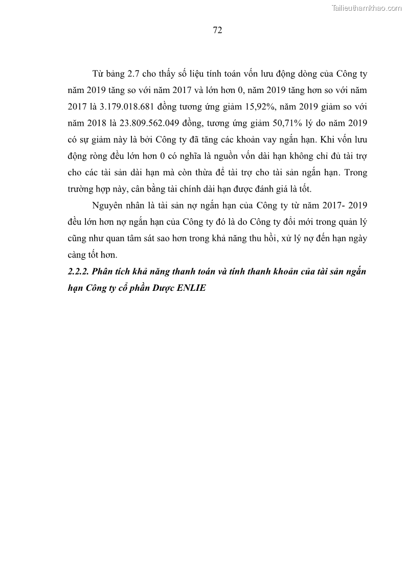 Luận văn thạc sĩ kế toán Phân tích báo cáo tài chính của Công ty Cổ phần Dược Enlie - 7 Trang 84