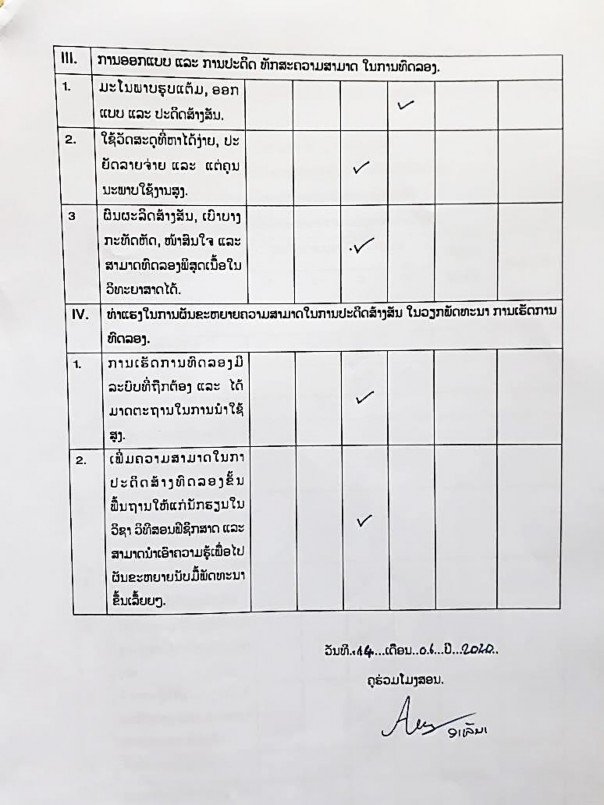 10 Bảng mẫu GV  bảng kiểm quan sát tình trạng tổ chức thực hành TN của SV 30