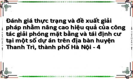 Đánh giá thực trạng và đề xuất giải pháp nhằm nâng cao hiệu quả của công tác giải phóng mặt bằng và tái định cư tại một số dự án trên địa bàn huyện Thanh Trì, thành phố Hà Nội - 4