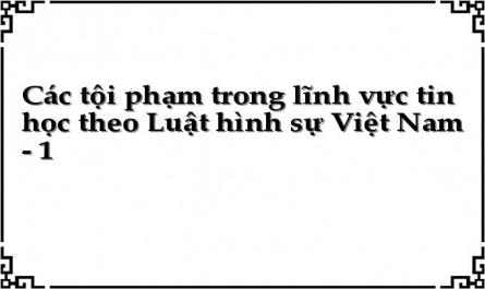 Các tội phạm trong lĩnh vực tin học theo Luật hình sự Việt Nam - 1