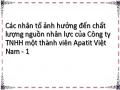 Các nhân tố ảnh hưởng đến chất lượng nguồn nhân lực của Công ty TNHH một thành viên Apatit Việt Nam