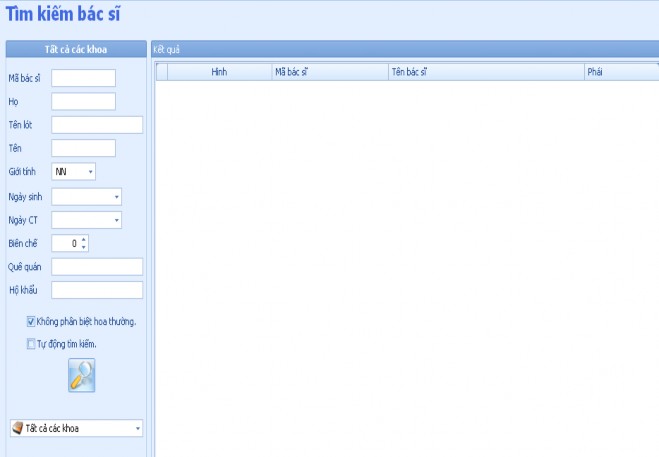 STT Tên Loại Nội dung 1 Mã bác sĩ TextBox Thông tin mã bác sĩ 2 Họ TextBox Thông tin 2