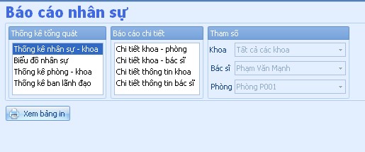 Màn hình thông tin bác sĩ Màn hình điều hành bác sĩ Màn hình báo cáo nhân sự 6