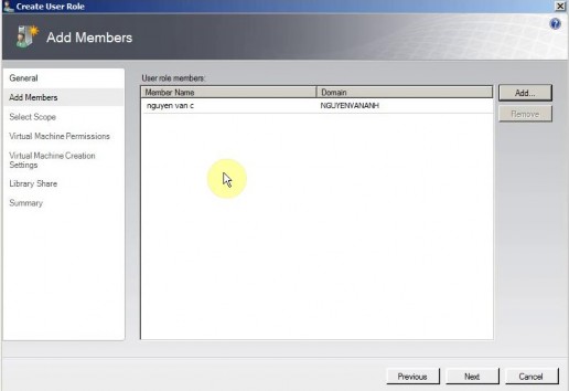 Hình 3 38 Thêm các thành viên cho user role này Sau khi chọn Next tiếp theo chọn các 5