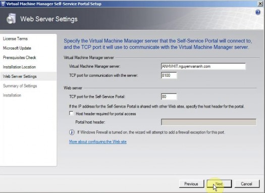 Hình 3 18 Cấu hình VMMSSP Website Một màn hình hiển thị danh sách các tùy chọn 10