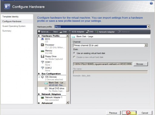 Hình 3 30 Nhập tên template Tiếp theo chúng ta cấu hình phần cứng cho Template Hình 11