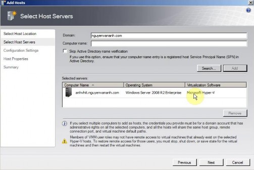 Hình 3 22 Cửa sổ lựa chọn host Sau khi nhấn Next cửa sổ tiếp theo sẽ cấu hình 2