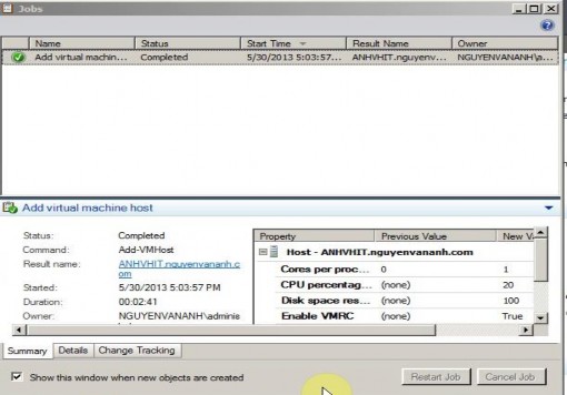 Hình 3 23 Theo dõi quá trình thêm Host 3 3 5 Tạo Template VMM 2008 cung cấp một tính 3