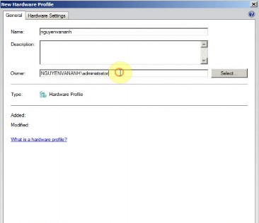 Hình 3 25 Cửa sổ New Hardware Profile Nhập tên cho thiết lập phần cứng này vào 5