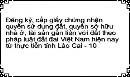 Đăng ký, cấp giấy chứng nhận quyền sử dụng đất, quyền sở hữu nhà ở, tài sản gắn liền với đất theo pháp luật đất đai Việt Nam hiện nay từ thực tiễn tỉnh Lào Cai - 10