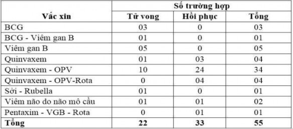 15 Về loại vắc xin sử dụng trong 55 trường hợp tai biến nặng sau tiêm chủng 1