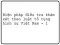 Biện pháp điều tra khám xét theo luật tố tụng hình sự Việt Nam - 1