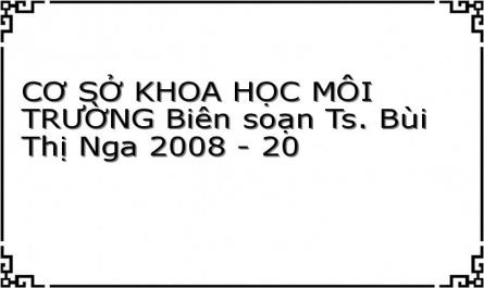 CƠ SỞ KHOA HỌC MÔI TRƯỜNG Biên soạn Ts. Bùi Thị Nga 2008 - 20