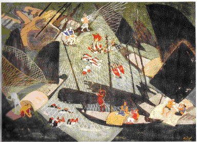 Kéo lưới Tranh của hoạ sĩ Lê Vân Hải 8