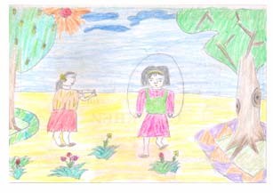 Tranh vẽ của học sinh trường tiểu học Núi Voi Đồng Hỉ Thái Nguyên Yêu cầu 3