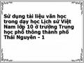 Sử dụng tài liệu văn học trong dạy học Lịch sử Việt Nam lớp 10 ở trường Trung học phổ thông thành phố Thái Nguyên