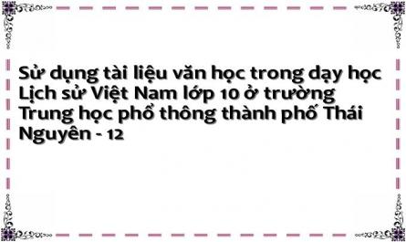 Sử dụng tài liệu văn học trong dạy học Lịch sử Việt Nam lớp 10 ở trường Trung học phổ thông thành phố Thái Nguyên - 12