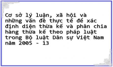 Cơ sở lý luận, xã hội và những vấn đề thực tế để xác định diện thừa kế và phân chia hàng thừa kế theo pháp luật trong Bộ luật Dân sự Việt Nam năm 2005 - 13