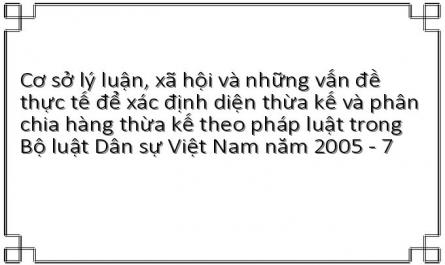 Cơ sở lý luận, xã hội và những vấn đề thực tế để xác định diện thừa kế và phân chia hàng thừa kế theo pháp luật trong Bộ luật Dân sự Việt Nam năm 2005 - 7
