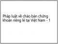 Pháp luật về chào bán chứng khoán riêng lẻ tại Việt Nam