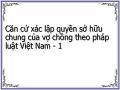 Căn cứ xác lập quyền sở hữu chung của vợ chồng theo pháp luật Việt Nam