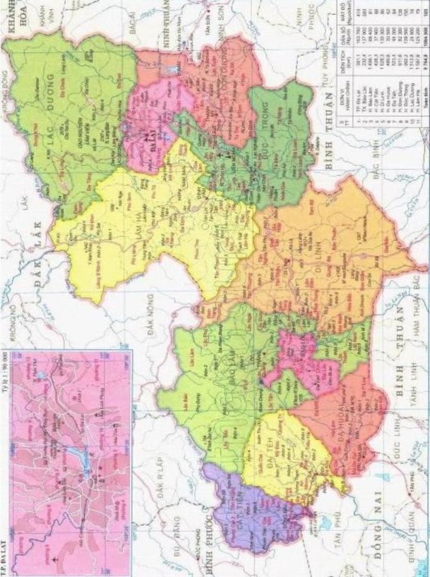 Hình 2 1 Bản đồ hành chính tỉnh Lâm Đồng Theo báo cáo tổng kết của UBND 1