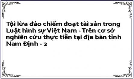Tội lừa đảo chiếm đoạt tài sản trong Luật hình sự Việt Nam - Trên cơ sở nghiên cứu thực tiễn tại địa bàn tỉnh Nam Định - 2
