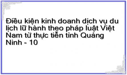 Điều kiện kinh doanh dịch vụ du lịch lữ hành theo pháp luật Việt Nam từ thực tiễn tỉnh Quảng Ninh - 10