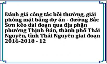 Đánh giá công tác bồi thường, giải phóng mặt bằng dự án - đường Bắc Sơn kéo dài đoạn qua địa phận phường Thịnh Đán, thành phố Thái Nguyên, tỉnh Thái Nguyên giai đoạn 2016-2018 - 12