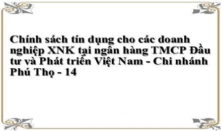 Chính sách tín dụng cho các doanh nghiệp XNK tại ngân hàng TMCP Đầu tư và Phát triển Việt Nam - Chi nhánh Phú Thọ - 14