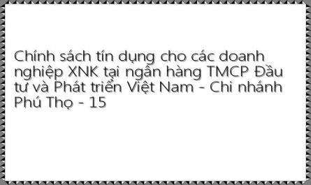 Chính sách tín dụng cho các doanh nghiệp XNK tại ngân hàng TMCP Đầu tư và Phát triển Việt Nam - Chi nhánh Phú Thọ - 15