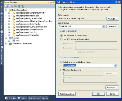 Hình 5 3 Kết nối đến cơ sở dữ liệu Tạo ra mô hình dữ liệu LINQ TO SQL Hình 4