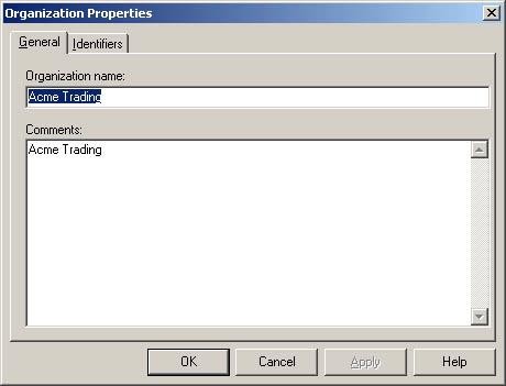 Ngăn Identifiers liệt kê tất cả các identifiers đính kèm với một một tổ chức 4