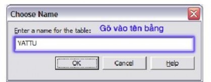 Màn hình chỉ định tên bảng mới 1 3 Tạo cấu trúc bảng bằng T SQL Câu lệnh 4