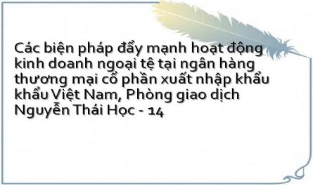 Các biện pháp đẩy mạnh hoạt động kinh doanh ngoại tệ tại ngân hàng thương mại cổ phần xuất nhập khẩu khẩu Việt Nam, Phòng giao dịch Nguyễn Thái Học - 14