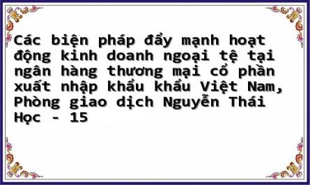 Các biện pháp đẩy mạnh hoạt động kinh doanh ngoại tệ tại ngân hàng thương mại cổ phần xuất nhập khẩu khẩu Việt Nam, Phòng giao dịch Nguyễn Thái Học - 15
