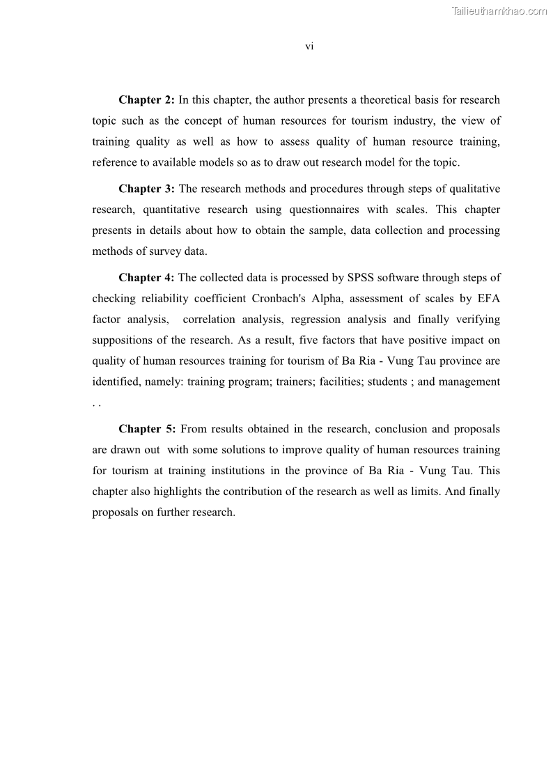 Luận văn thạc sĩ Nâng cao chất lượng đào tạo nguồn nhân lực ngành du lịch tại tỉnh Bà Rịa – Vũng Tàu - 1 Trang 10