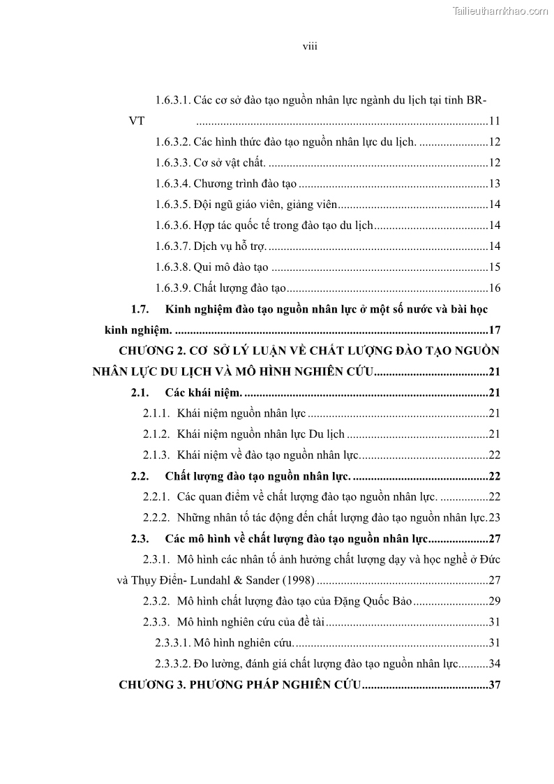 Luận văn thạc sĩ Nâng cao chất lượng đào tạo nguồn nhân lực ngành du lịch tại tỉnh Bà Rịa – Vũng Tàu - 1 Trang 12