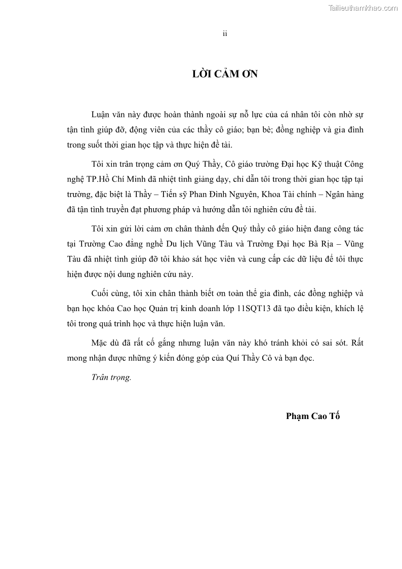 Luận văn thạc sĩ Nâng cao chất lượng đào tạo nguồn nhân lực ngành du lịch tại tỉnh Bà Rịa – Vũng Tàu - 1 Trang 6