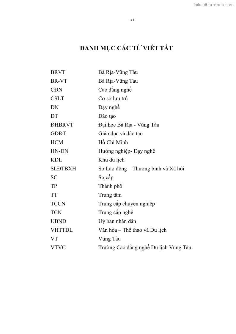 Luận văn thạc sĩ Nâng cao chất lượng đào tạo nguồn nhân lực ngành du lịch tại tỉnh Bà Rịa – Vũng Tàu - 2 Trang 15